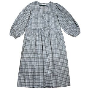 Christy Dawn The Saunders 100% Organic Cotton Slate Gingham Dress NWOT Sz XL